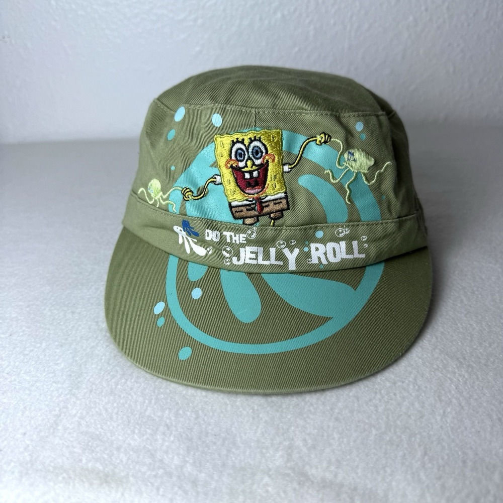 SpongeBob Kids Cadet Hat Military Style Do The Jelly Roll Cap Green Nickelodeon